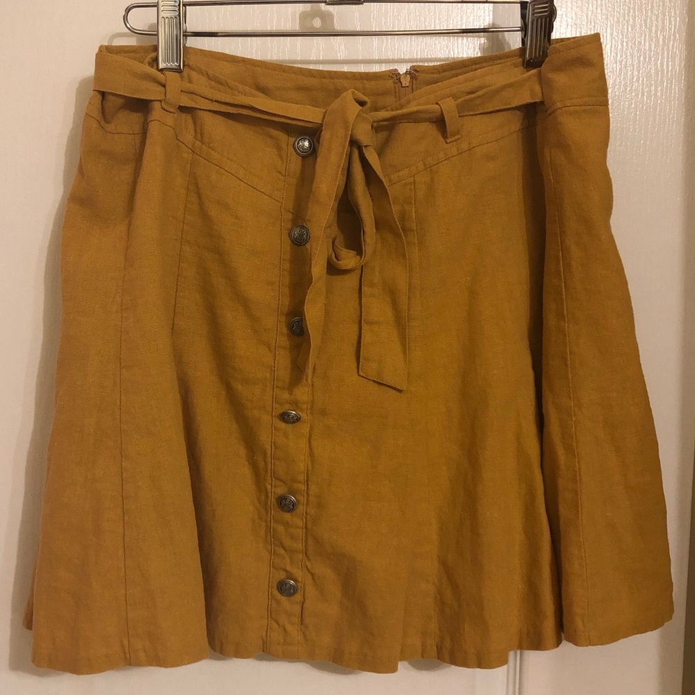 Mustard Yellow linen a-line skirt